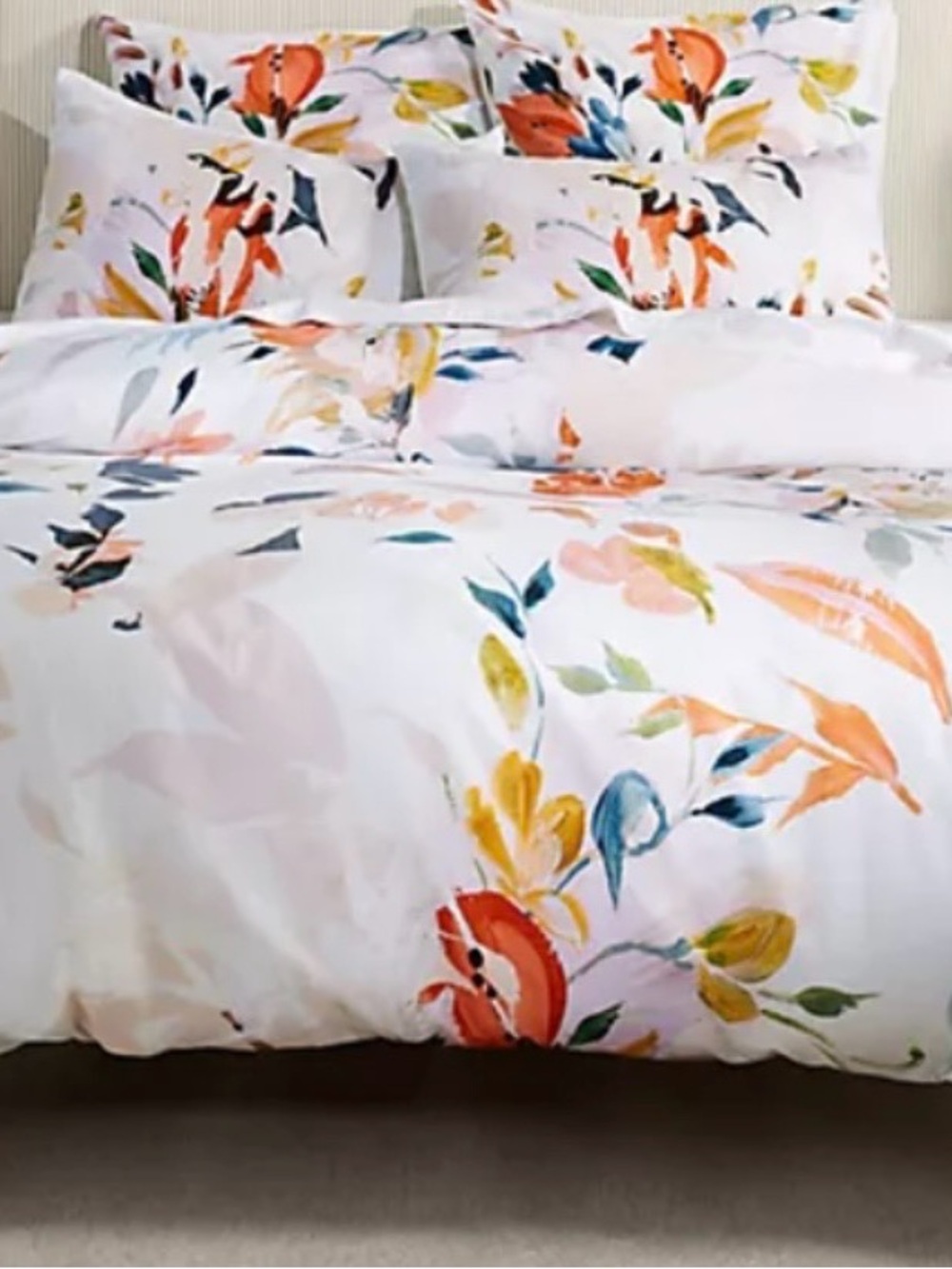 Anthropologie Floral Watercolor Duvet Cover